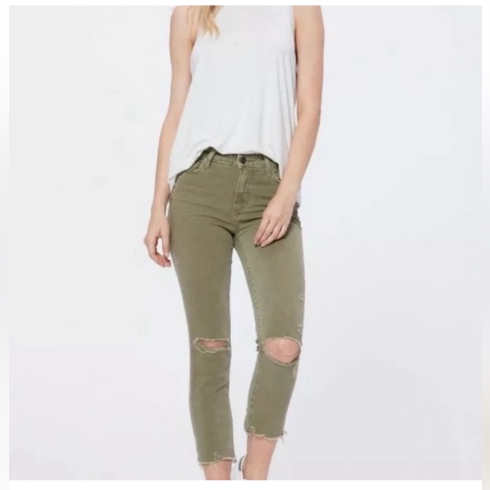 Paige Olive Green Hoxton Slim Crop Jeans. Women’s Size 28.